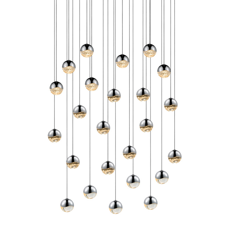 Grapes 24 - Light LED Pendant, Polished Chrome, 3.75" H x 27" W x 27" D, Clear
