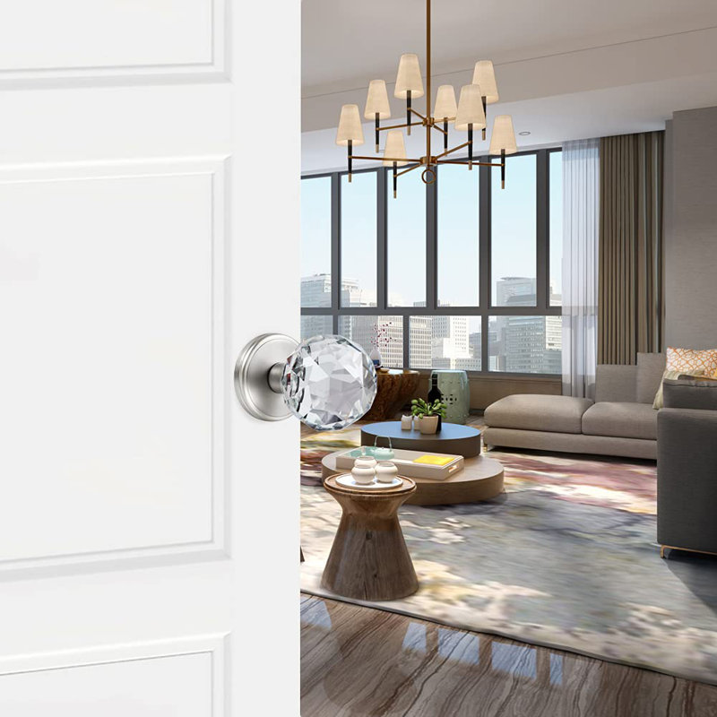 Poignée de porte en cristal Coolnews Modern Grace Series, Nickel satiné