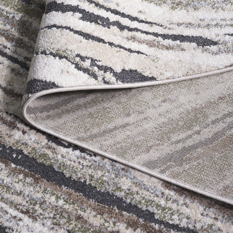 Tapis Opal 480 vert / gris ivoire, Rectangle 5 pi 3 po x 7 pi 6 po