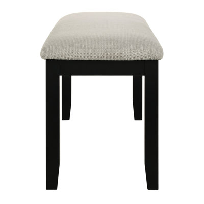 Black Gray Fabric Upholstered Bench For Dine - Solid Wood, Contemporary Look In Hue Dining, Wood Structure
