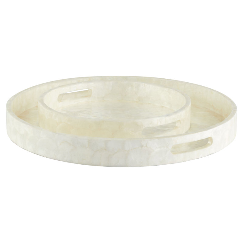 Triton Shell / Capiz Decorative Tray, 2.5" H x 16" W x 16" D, Pearl