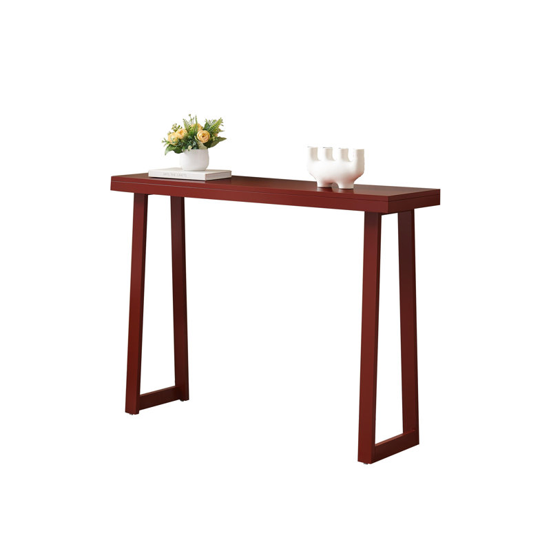 Claude Rectangular Console Table with Shelf – Sleek and Modern Entryway, Hallway, or Sofa Table with Trapezoidal Legs, Red
