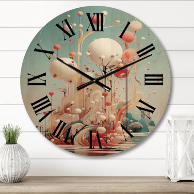 Future Minimal Abstract Landscape White Spheres - Abstract Landscape Oversized Wood Wall Clock