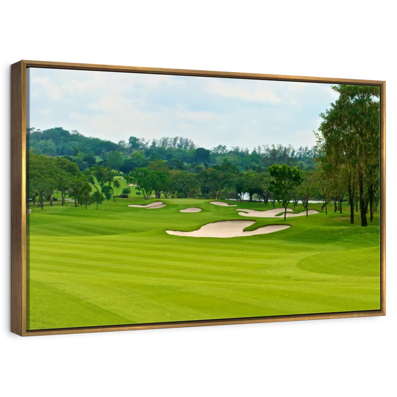 Magnifique terrain de golf, Cadre flottant doré, 43 po x 29 po