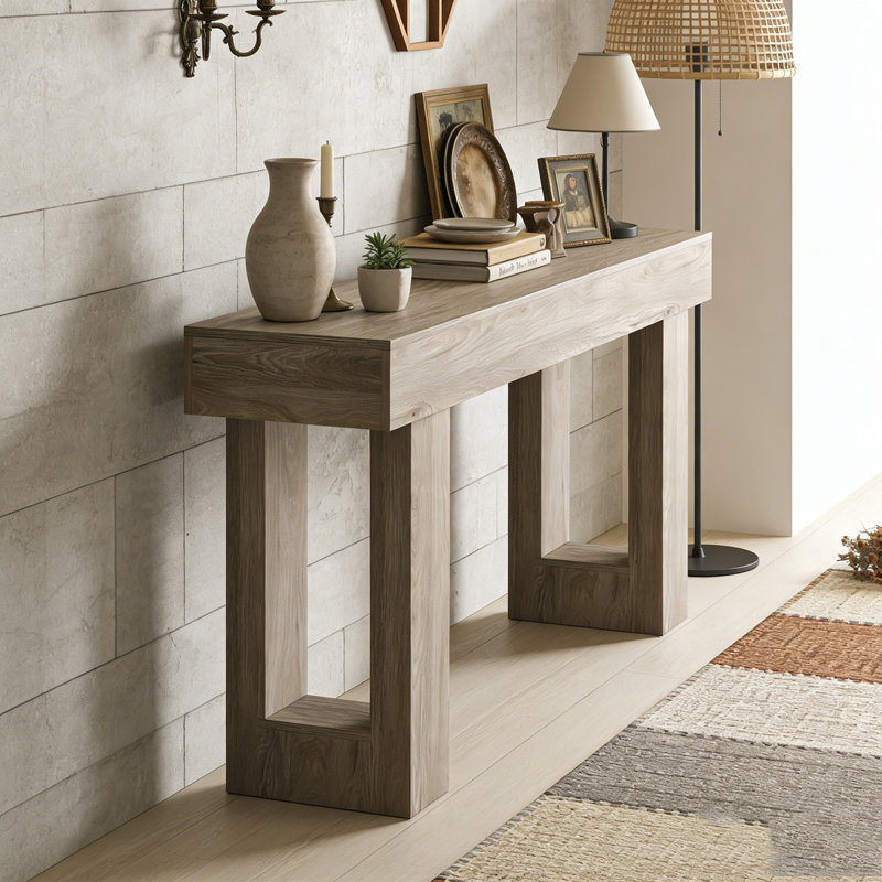 Wooden Sofa Console Table For Entryway, Mix Brown