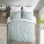 Édredon en coton double / grand - Rayures brodées de couleur naturelle et taies décoratives assorties à finition de couette pour lit