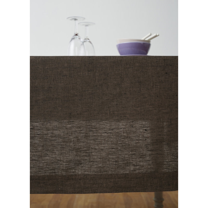 100% Pure Linen Tablecloth - Athena, 108" x 60", Chambray Brown
