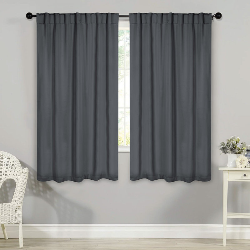Rideaux obscurcissant et passe-tringle Levatt Classic, Gris, L 52 po x L 72 po