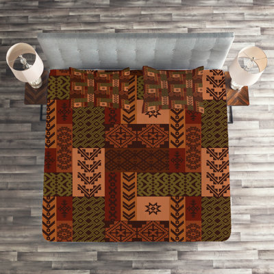 Folk Rustic Geometric Shapes Coverlet