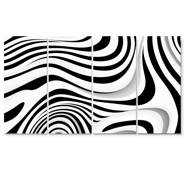 Cordelle - ensemble de 4 pièces d'art mural Waves, H 32 po x l 64 po