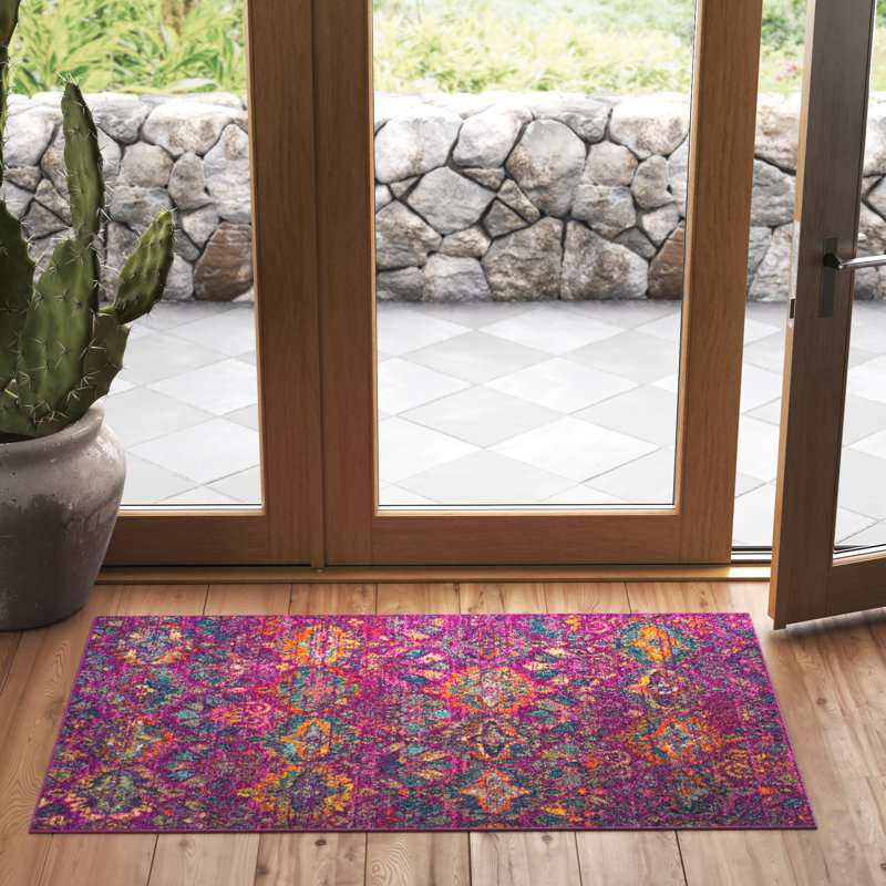 Tapis fuchsia / bleu Christa, Rectangle 3 pi x 5 pi