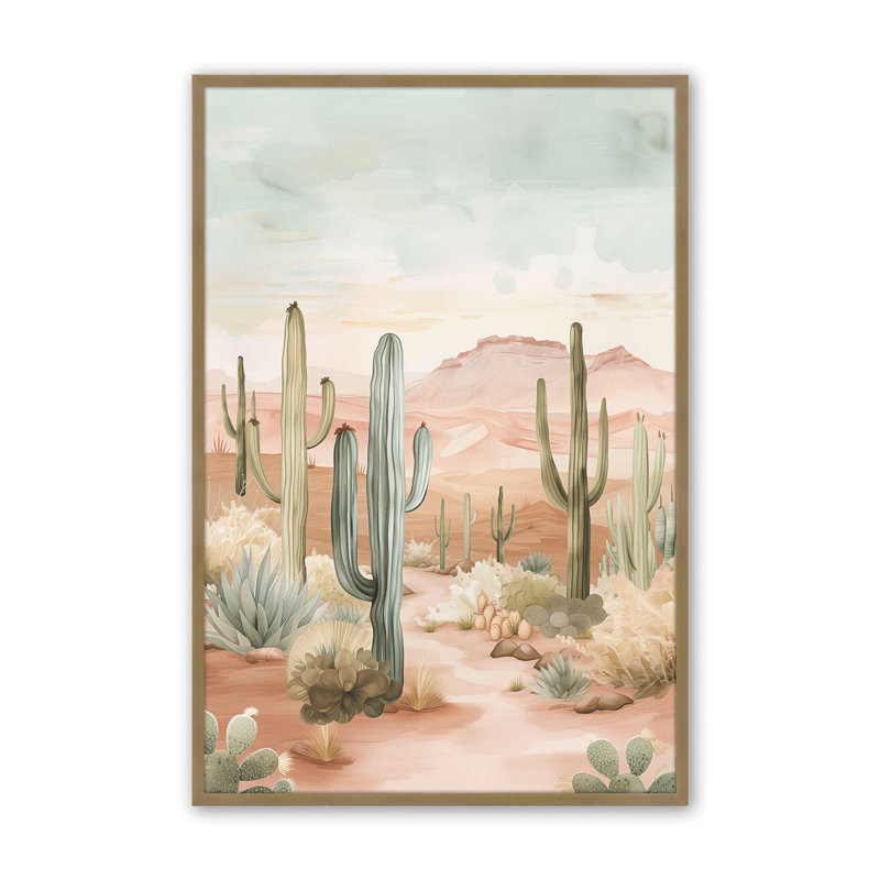 Cactus Waltz II, H 25,25 po x l 19,25 po, Cadre photo simple or brossé