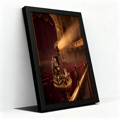 Vintage Film Projector in Red Velvet Theater Canvas Wall Art
