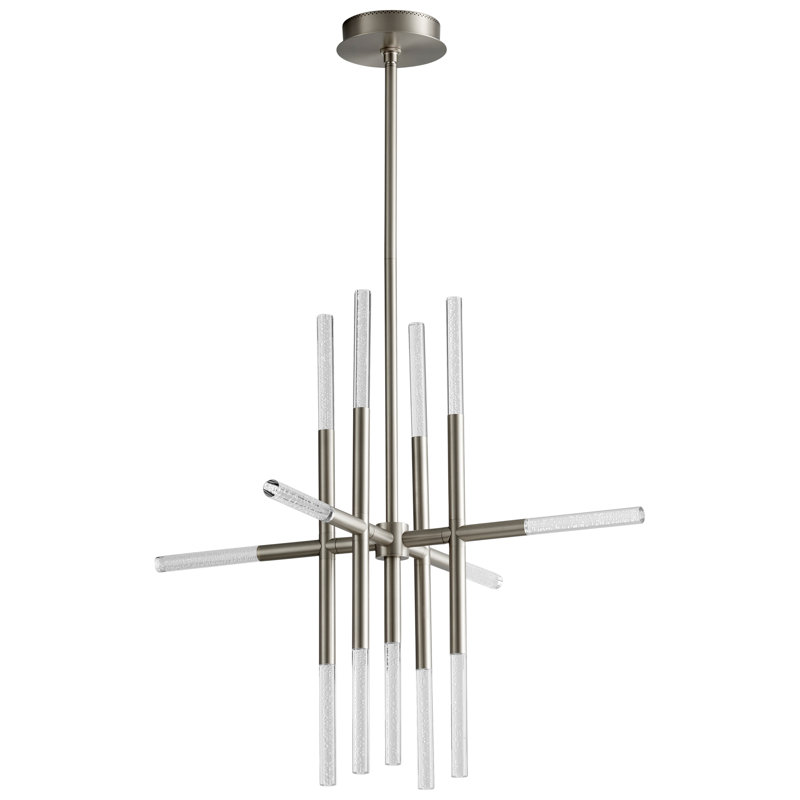 Lustre géométrique unique à 13 lumières Tessa, Nickel satiné