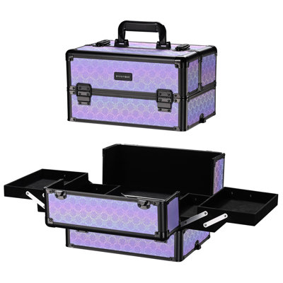 Corrigan Studio® 4in1 Rolling Makeup Train Case Cosmetic Organizer Charm ForgetMeNot