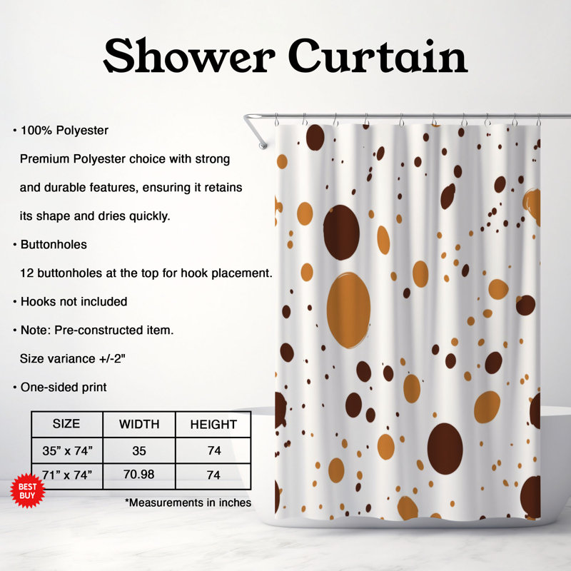Rideau de douche Brown Stains - Premium, H 74 po x l 71 po