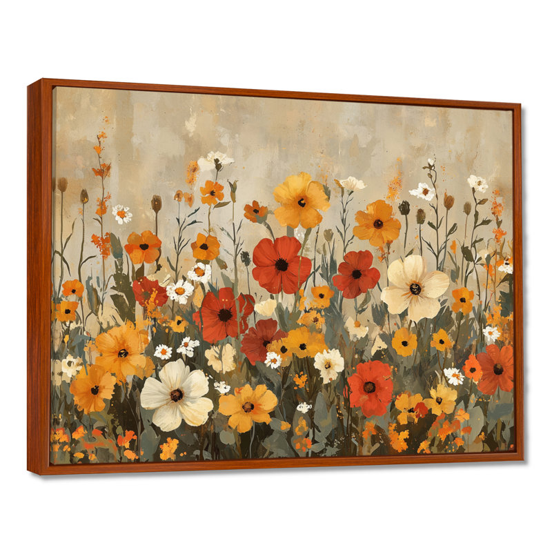 Alvey - Floral Wall Art, H 12 po x l 20 po, Floater Framed, Brun