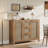Rattan Buffet Sideboard Cabinet, Coffee Bar Cabinet with 3 Drawers, Boho Kitchen Accent Storage Cabinet  for Dining Room, Living Room, Entryway, Light / Dark Oak-1065388078