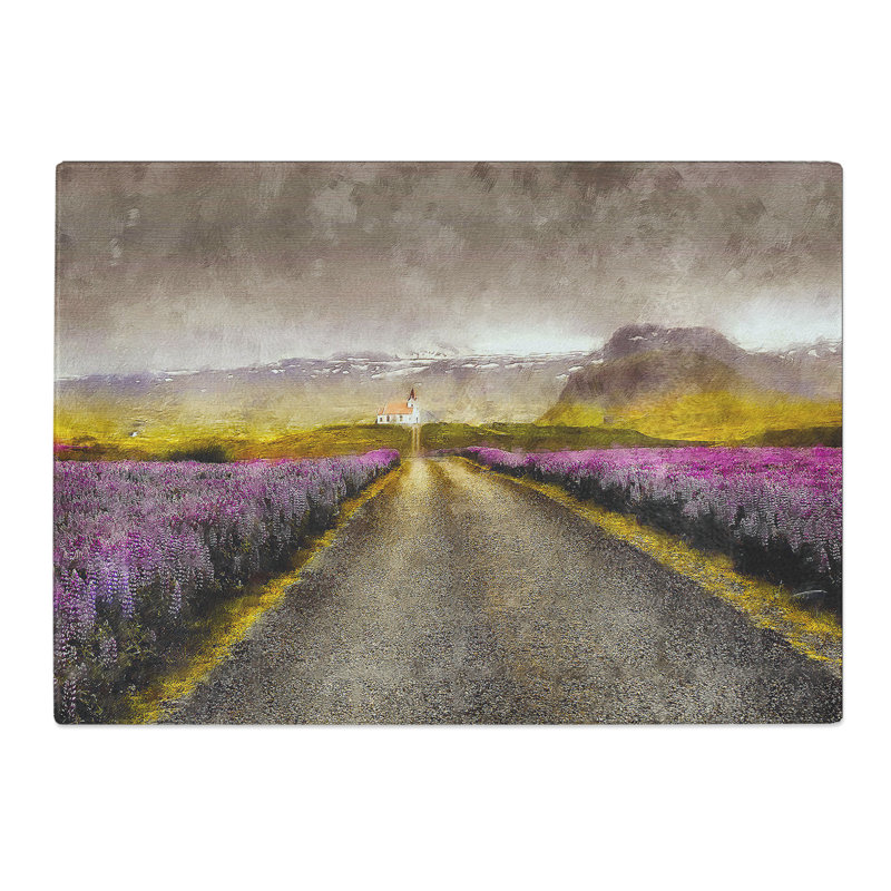 Tempered Glass Road to a Church in Iceland Chopping Board, 20 cm x 28.5 cm