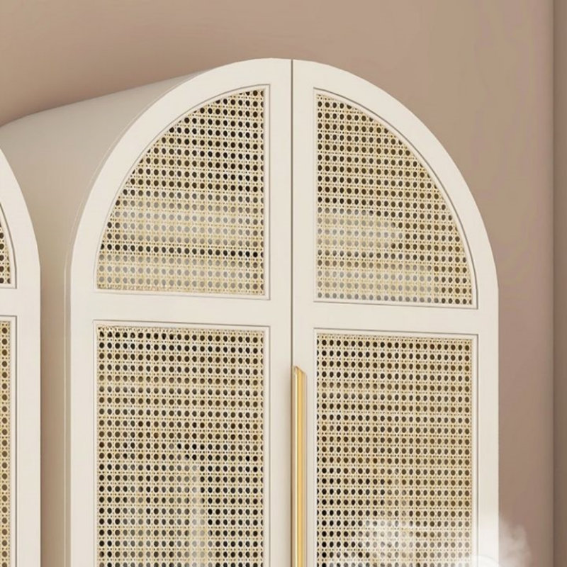 Armoire simple en rotin de style américain à double porte, Blanc