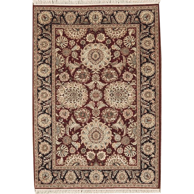 Tapis noir et vin de haute qualité noué à la main