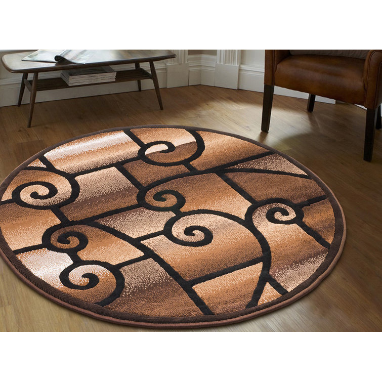 Abstract Brown/Green Area Rug