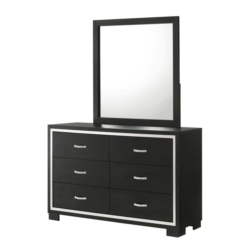 Élégante commode 6 tiroirs Glam 1pc
