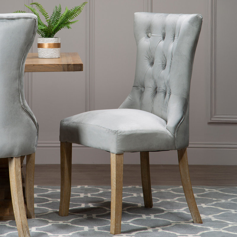 Otsego 137.2cm H Tufted Velvet Upholstered Side Chair, Grey