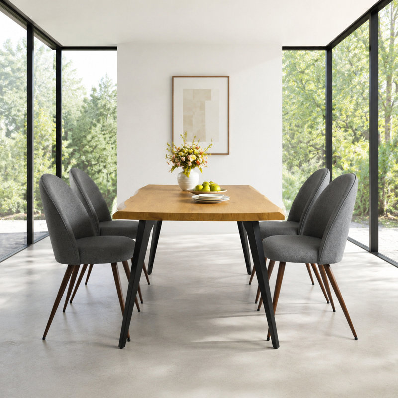 Ensemble de salle à manger 5 pièces polyvalent 5 pièces 63 "avec 4 chaises rembourrées grises, Grey
