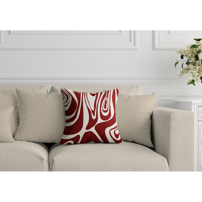 Cooper Outdoor Reversible Throw Pillow, 17H" x 17W", Red