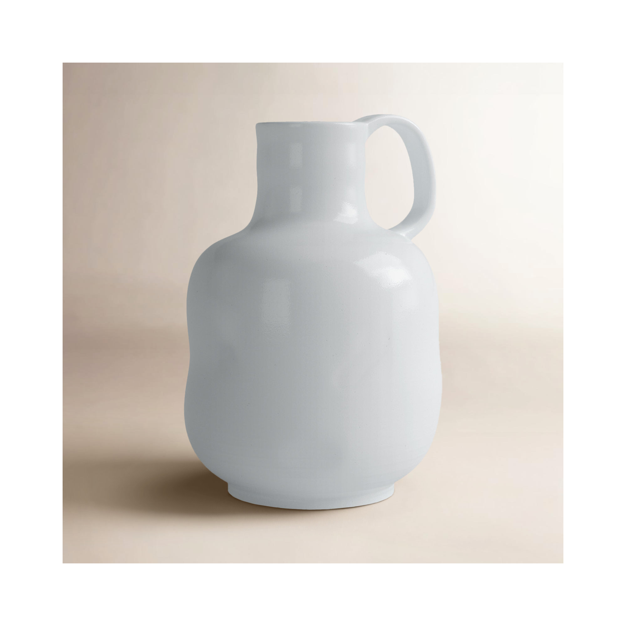 Maz White Ceramic Irregular Handled Vase Small