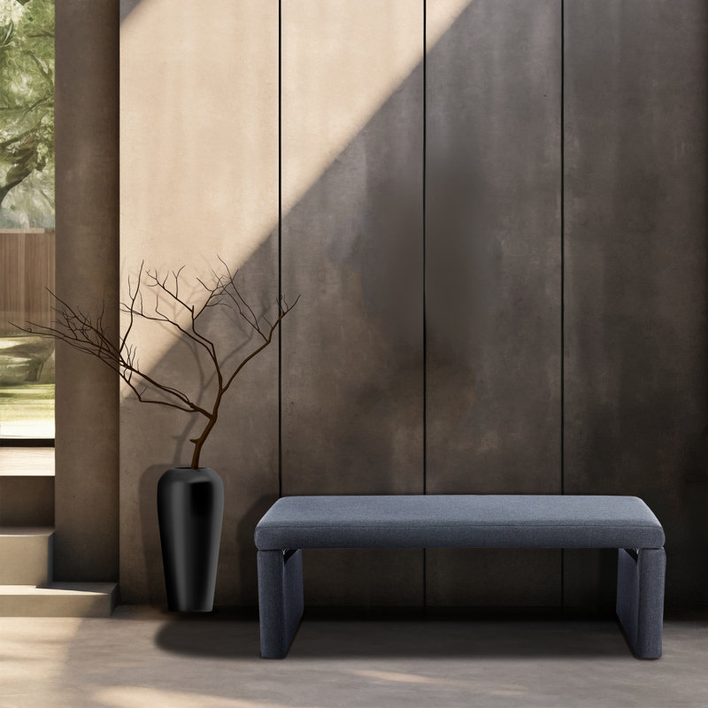 Banc rembourré en tissu Ellayah, Gris