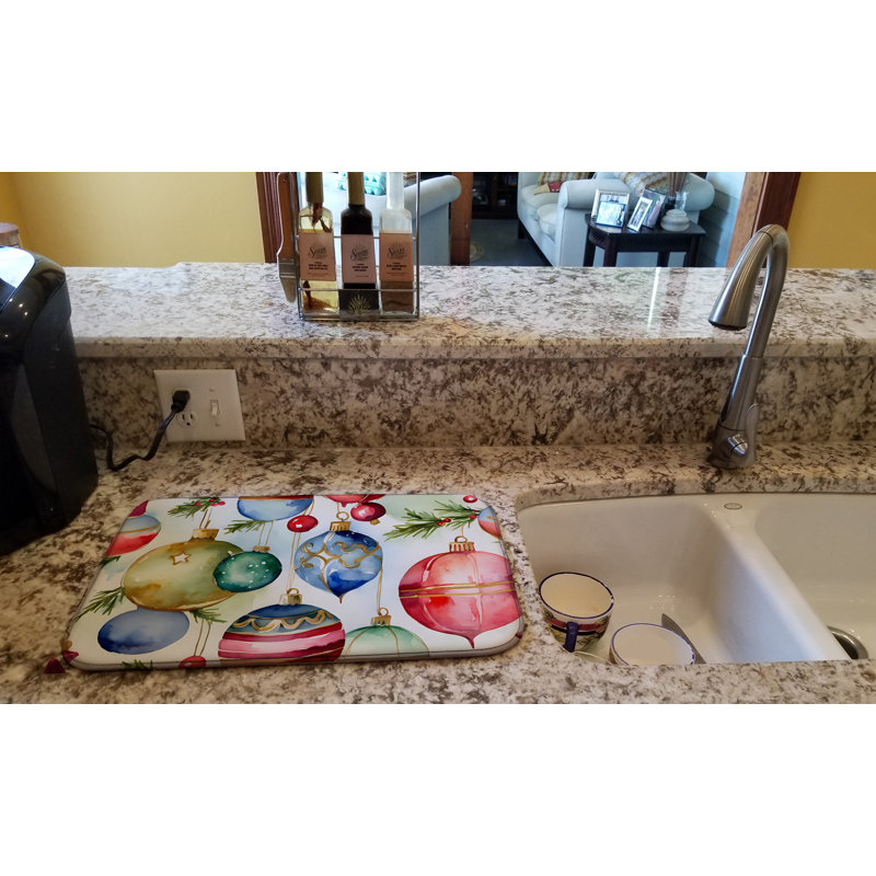 Christmas Ornaments Dish Drying Mat
