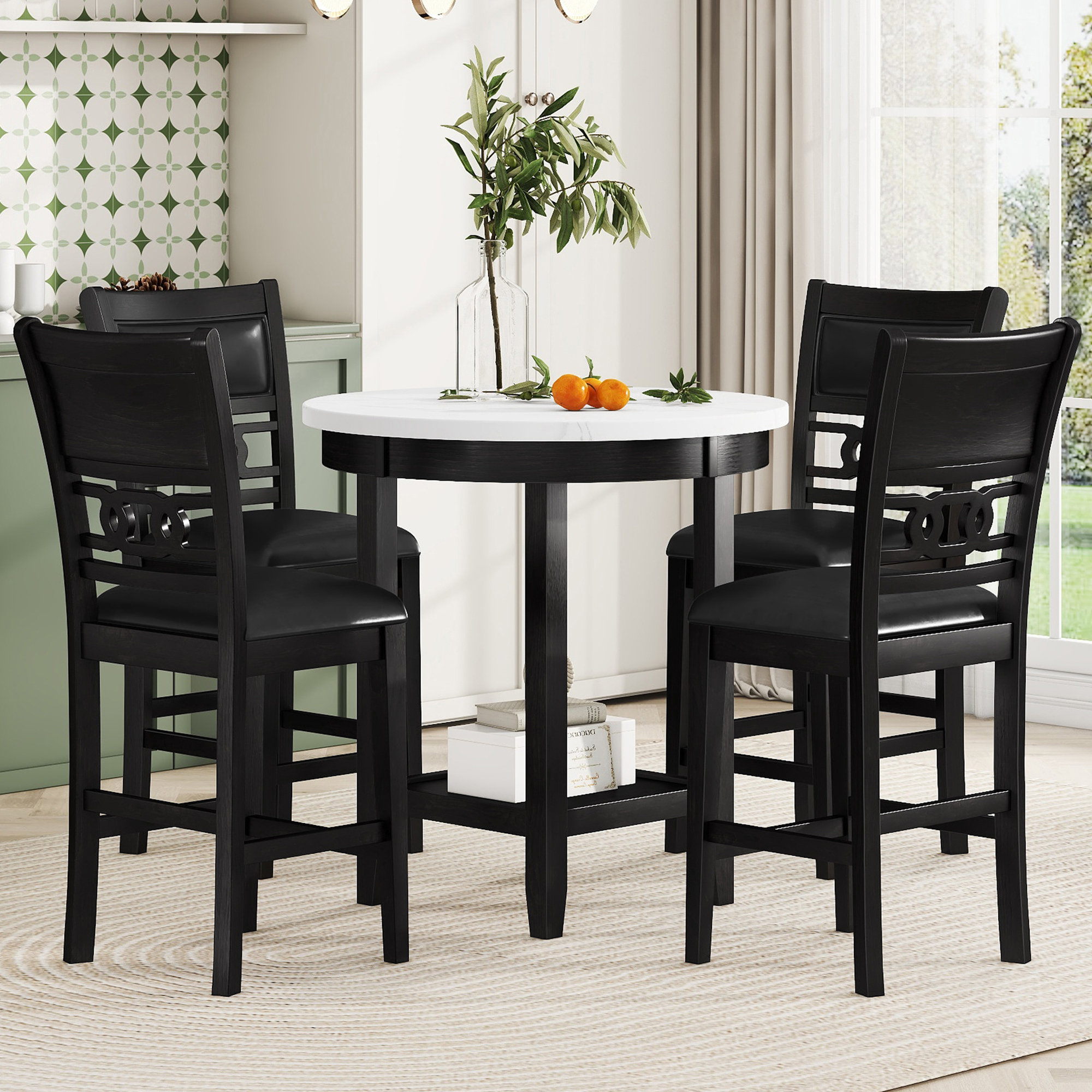 Red Barrel Studio 5-Piece Counter Height Dining Round Table Set With 1 ...