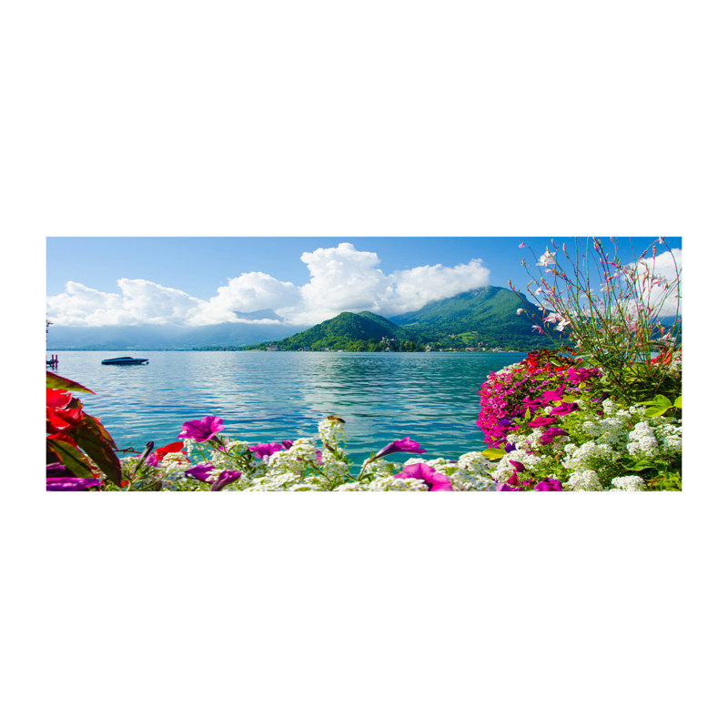 Flowers By The Lake - Wrapped Canvas Print