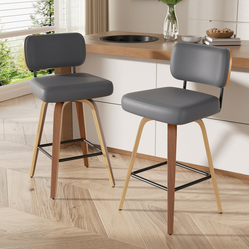 Tabouret pivotant rembourré à hauteur de bar, Gris foncé