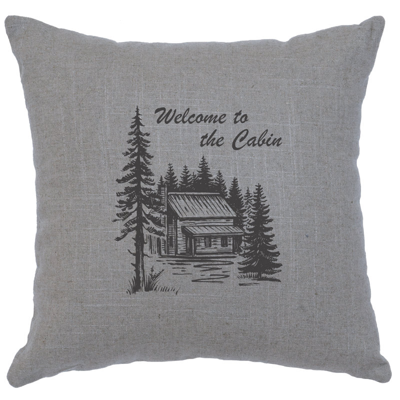 Coussin Wooded River Image - chalet de bienvenue - gris lin, gris