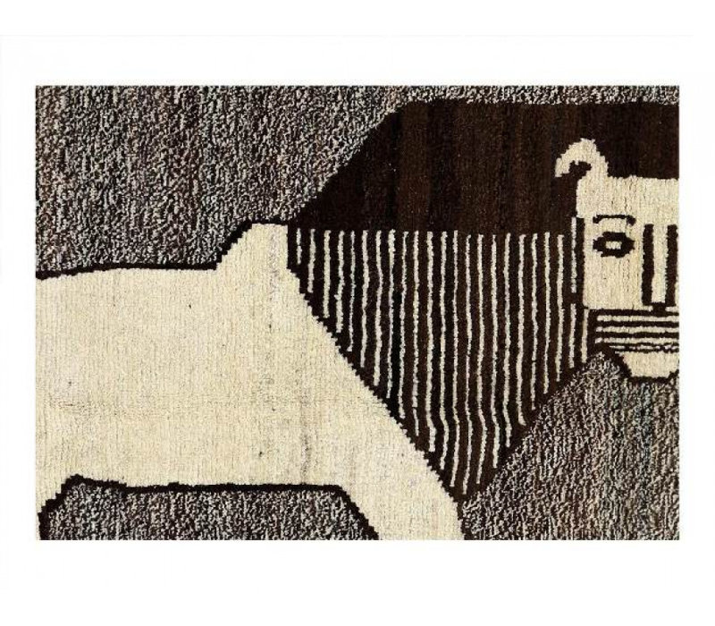 Tapis en laine d'agneau unique de 3 pi 5 po x 4 pi 9 po