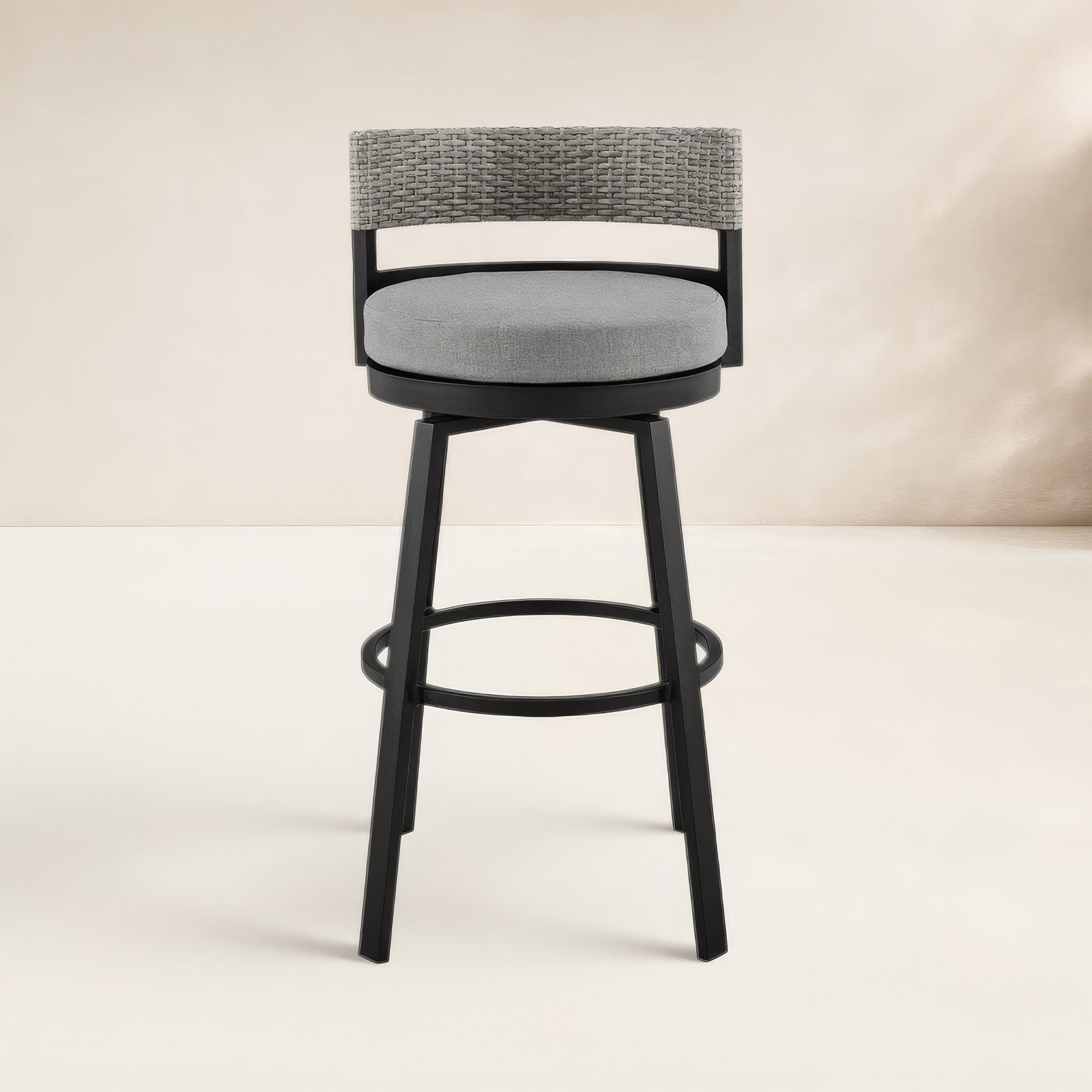Chave 26" Patio Bar Stool with Cushion, Bar Stool (30" Seat Height)