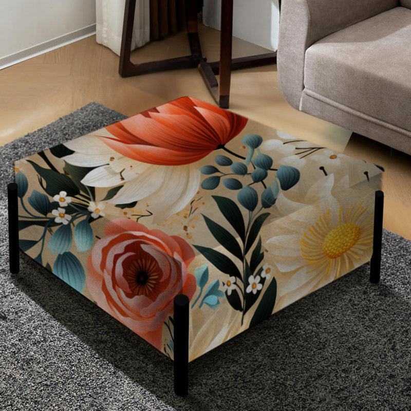 Playful Oasis Motif floral - Grand repose-pieds carré floral