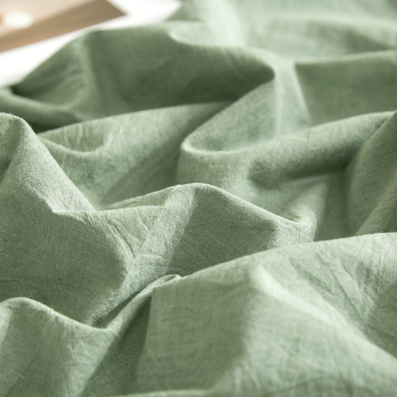 Ensemble de housse de couette douce en coton délavé Boho, Housse de couette pour taille de lit simple TG ave, Vert clair