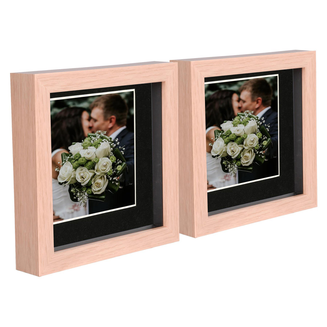 Nicola Spring - 6" x 6" 3D Box Photo Frames - 4" x 4" Mount