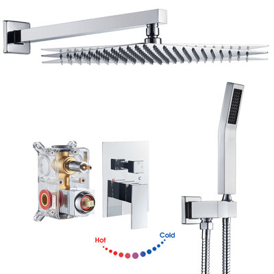 Système complet de douche à haute pression 12 po avec valve brute