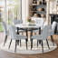 Ensemble de table ronde et de chaises 7 pièces, panneau de fibres à densité moyenne durable avec incrustation en verre trempé et chaises rembourrées en polyuréthane doux-1682561231-1682561226