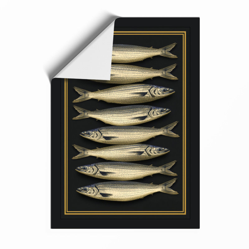 Eight Silver Fish Japandi - Framed Print, Unframed, A3 - 42.0 x 29.7 cm