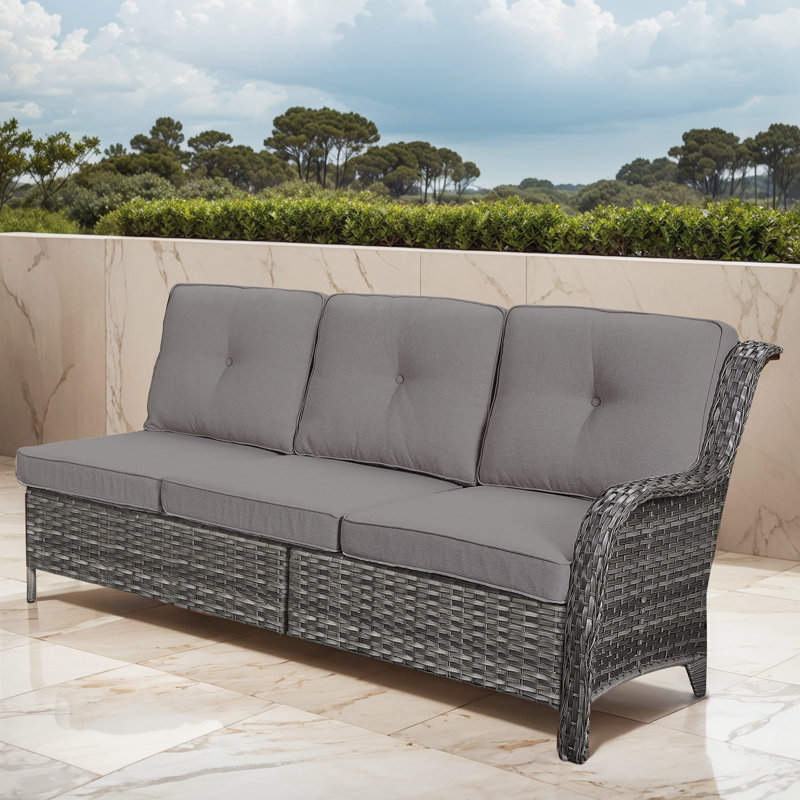 Canapé modulaire d'extérieur en osier avec coussins 73,62 po Deb, Gris, Gris