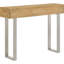 Console à 2 tiroirs aux couleurs naturelles et argentées, base élégante de style traîneau, tiroirs spacieux pour l'organisation, espaces contemporains idéaux, console rectangulaire 32 pouces High Harmony, tons de bois avec
