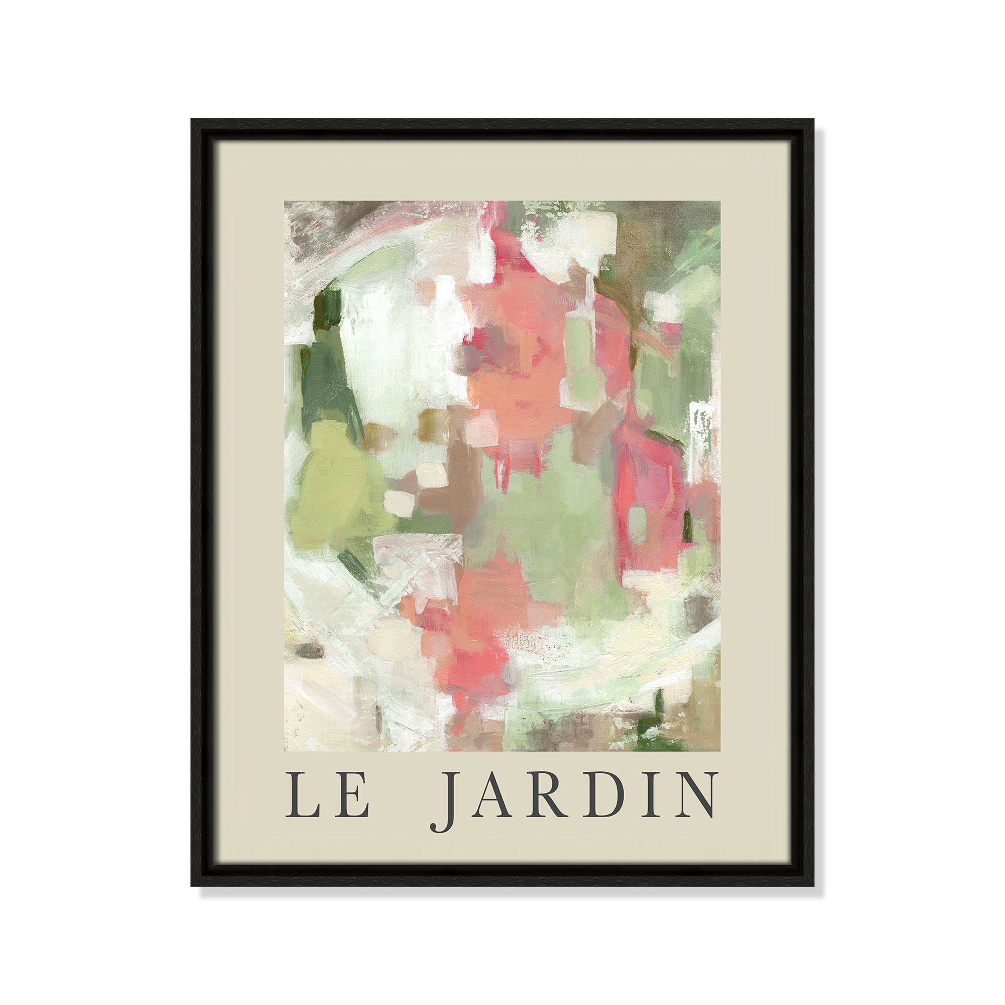 Botanical Poster Collection " Le Jardin " by Carol Robinson, Espresso Floater Frame, 21.5" H x 17.5" W x 2" D, No