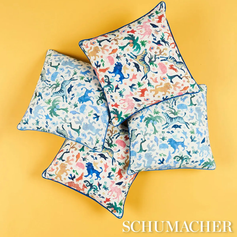 Schumacher x Happy Menocal Beasts Pillow, Multi/Ivory