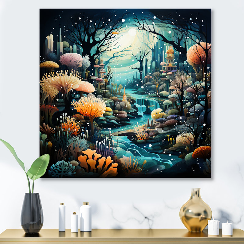 «Coral Mistic Underwater Kingdom II», art mural fantastique en métal, H 16 po x l 16 po